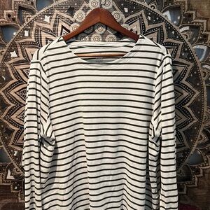 J. Jill Green and White Striped Long Sleeve Tee